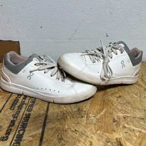 On Cloud – The Roger Advantage Tennis Sneakers – White/Pink/Grey – Women’s 8